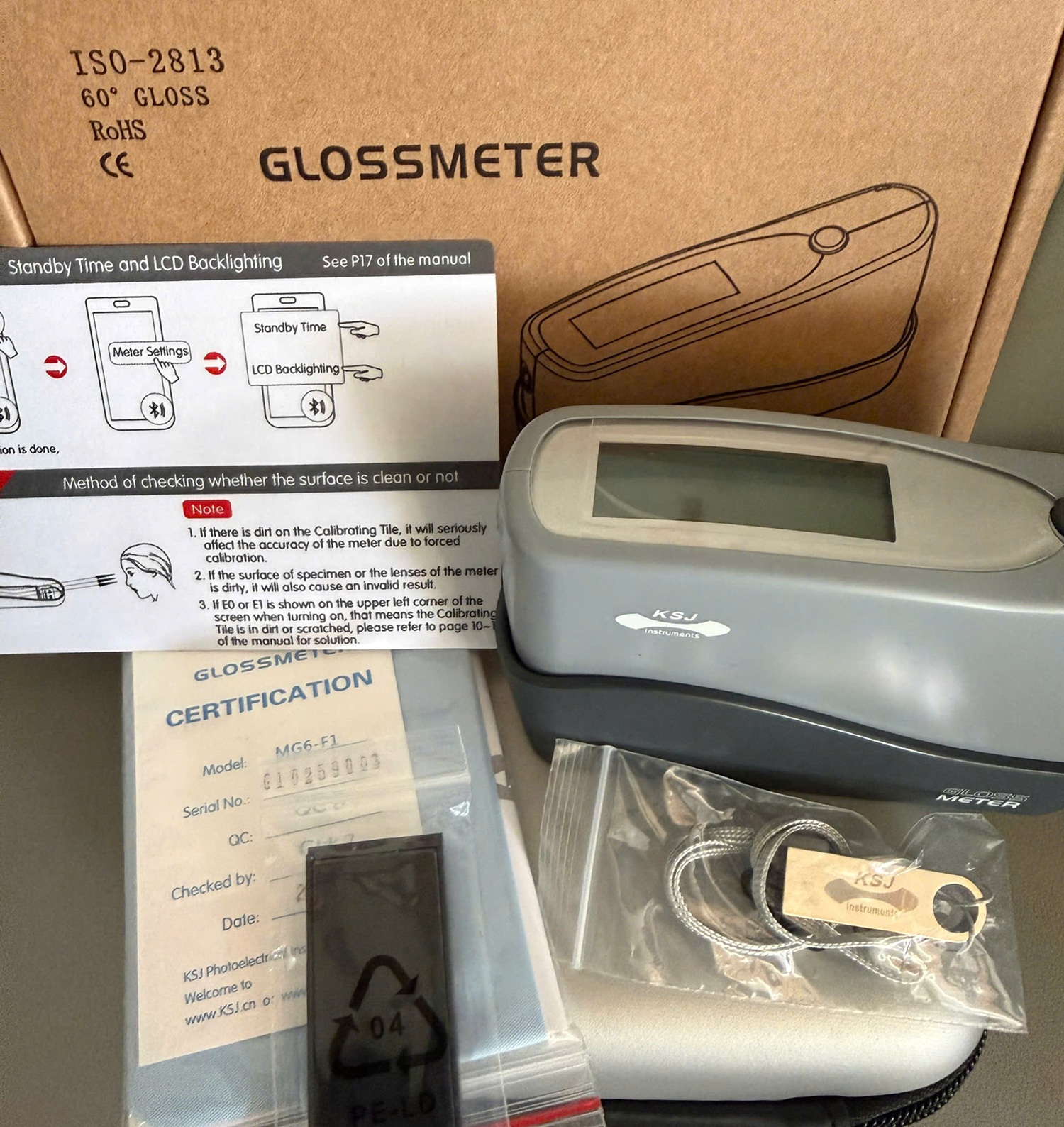 Máy đo độ bóng Gloss Meter MG6-F1 Trung Quốc, đo nhanh chính xác, phù hợp ngành sơn, nhựa, kim loại.